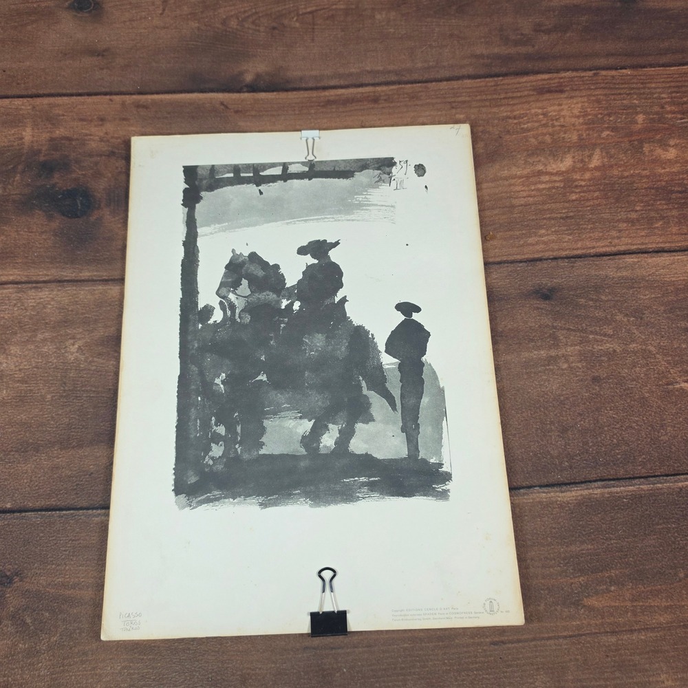 Picasso Toros y Toreros Art Print 14x20 Black White Good Vintage Lithograph